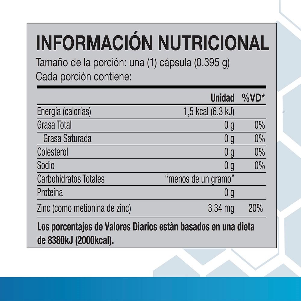 Tabla de información nutricional de Transfer Factor Plus